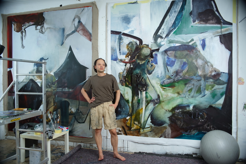 Леонид Цхэ в мастерской, Оффенбах. 2025